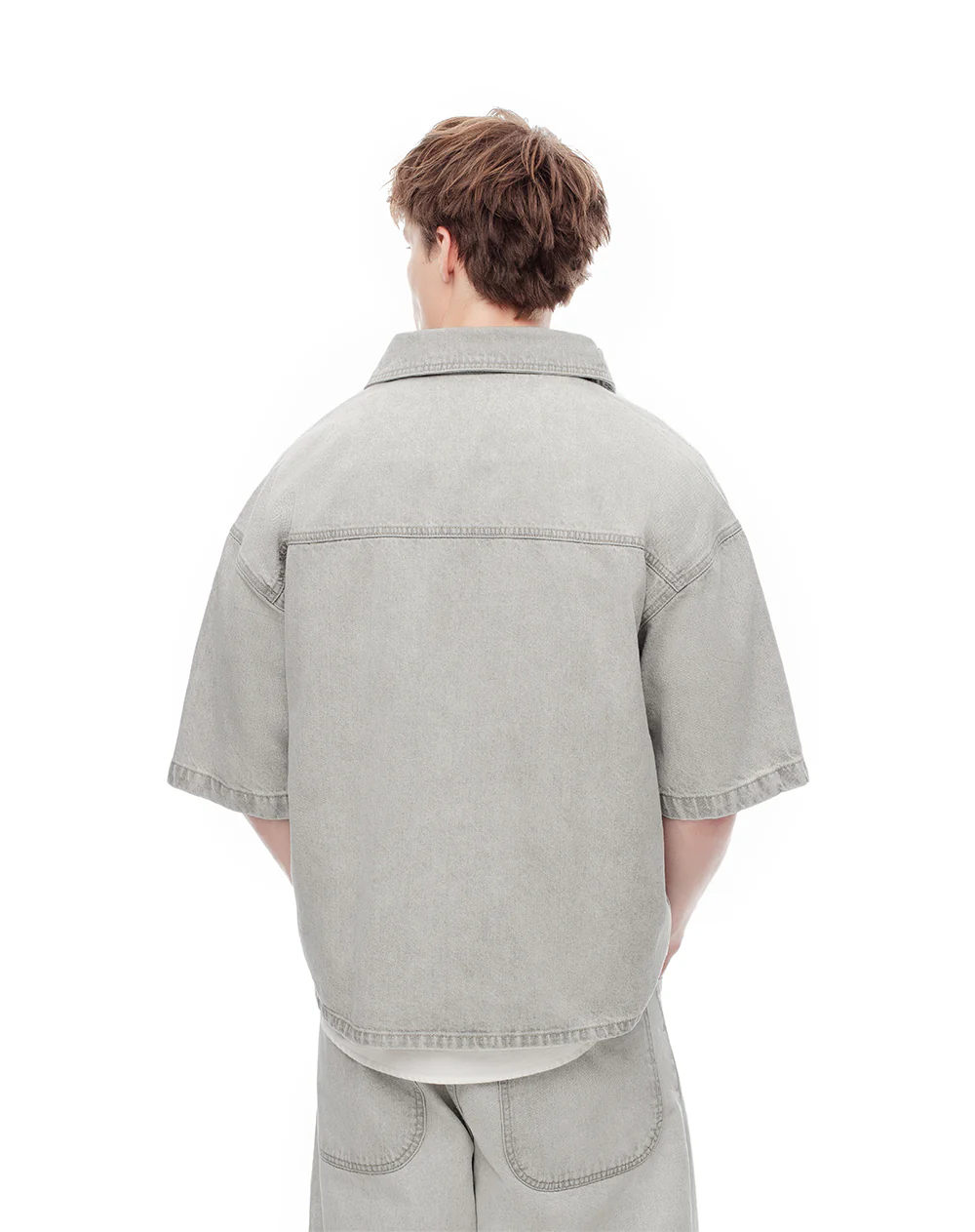 Camisa manga corta regular denim gris hombre - Image 2