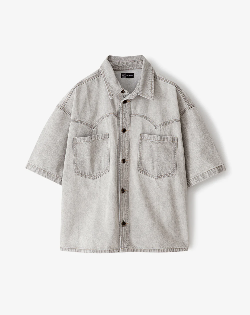 Camisa manga corta regular denim gris hombre - Image 5