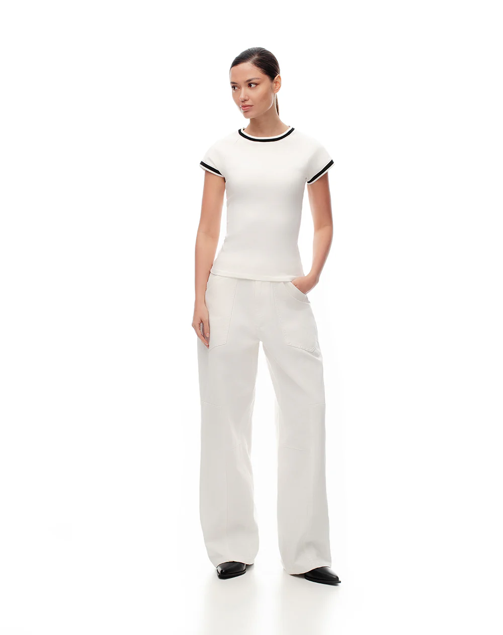 Camiseta slim algodón blanca mujer - Image 3