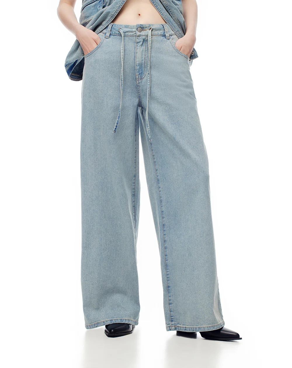 Jean wide leg tiro alto índigo medio mujer - Image 3