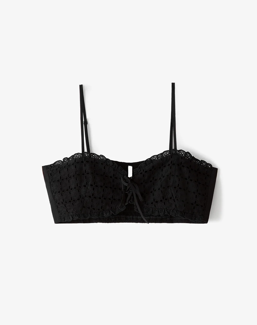 Crop top anudado ojalillo negro mujer - Image 5