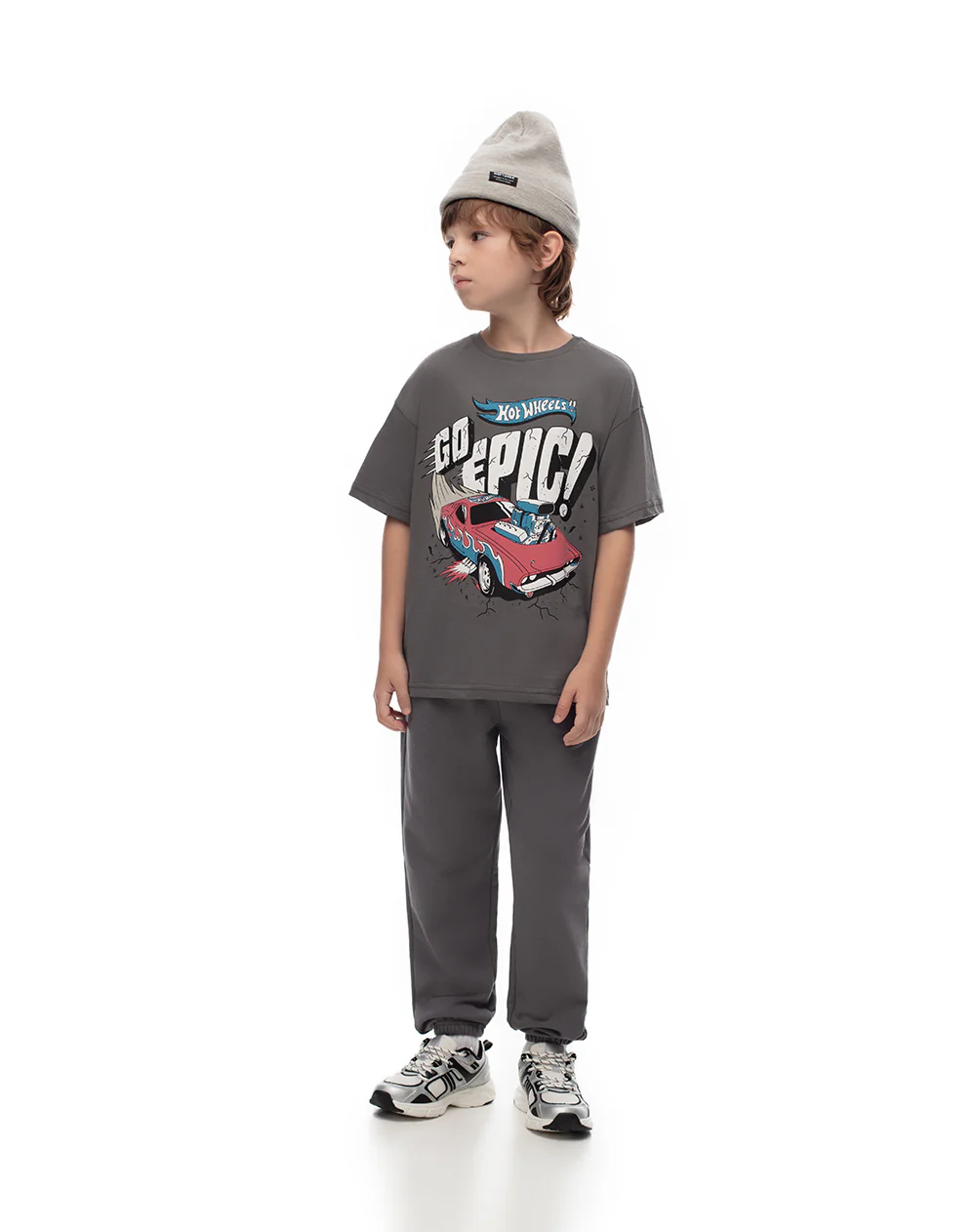 Camiseta regular algodón Hot Wheels gris niño - Image 3
