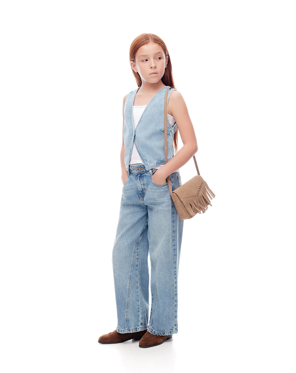Chaleco denim regular índigo medio niña - Image 4