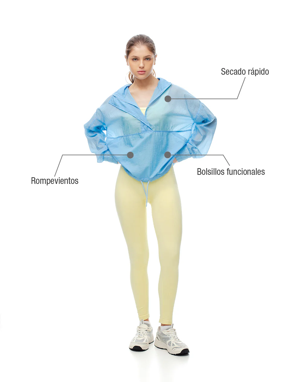 Chaqueta rompevientos oversize azul mujer