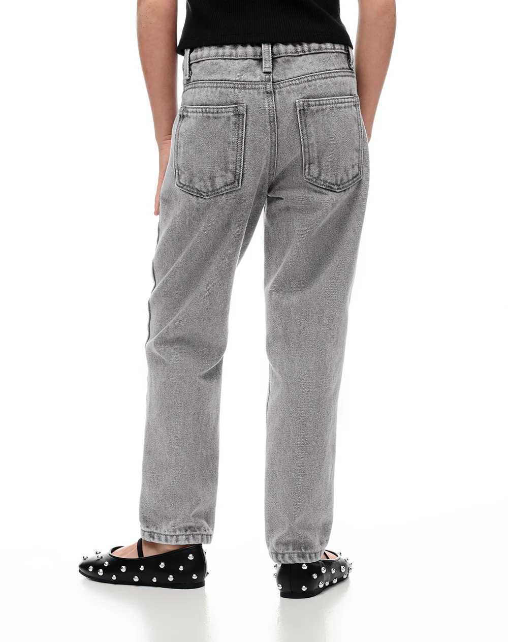 Jean mom fit tiro medio brillos gris niña - Image 2