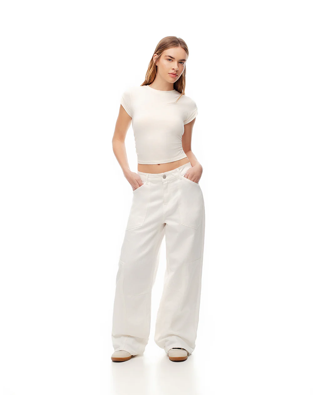 Camiseta crop slim habano mujer - Image 3