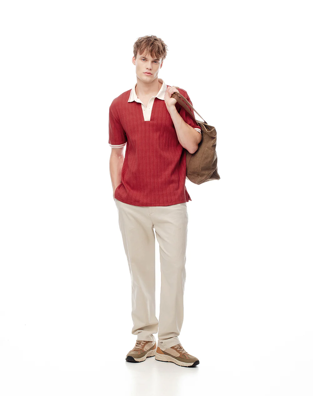 Polo regular tejido de punto roja hombre - Image 3
