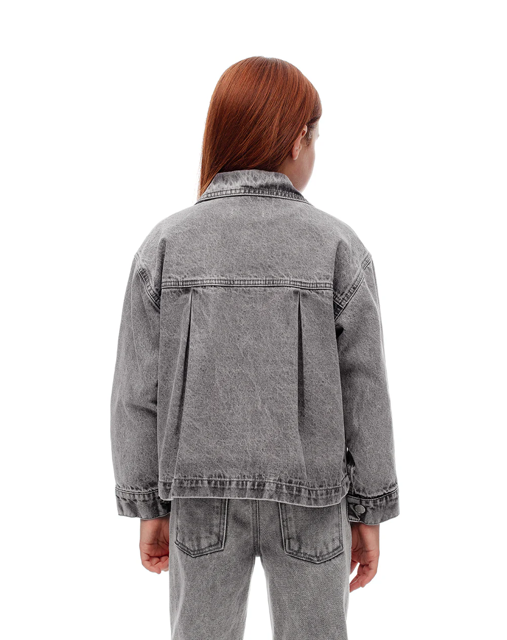Chaqueta oversize denim algodón gris niña - Image 2
