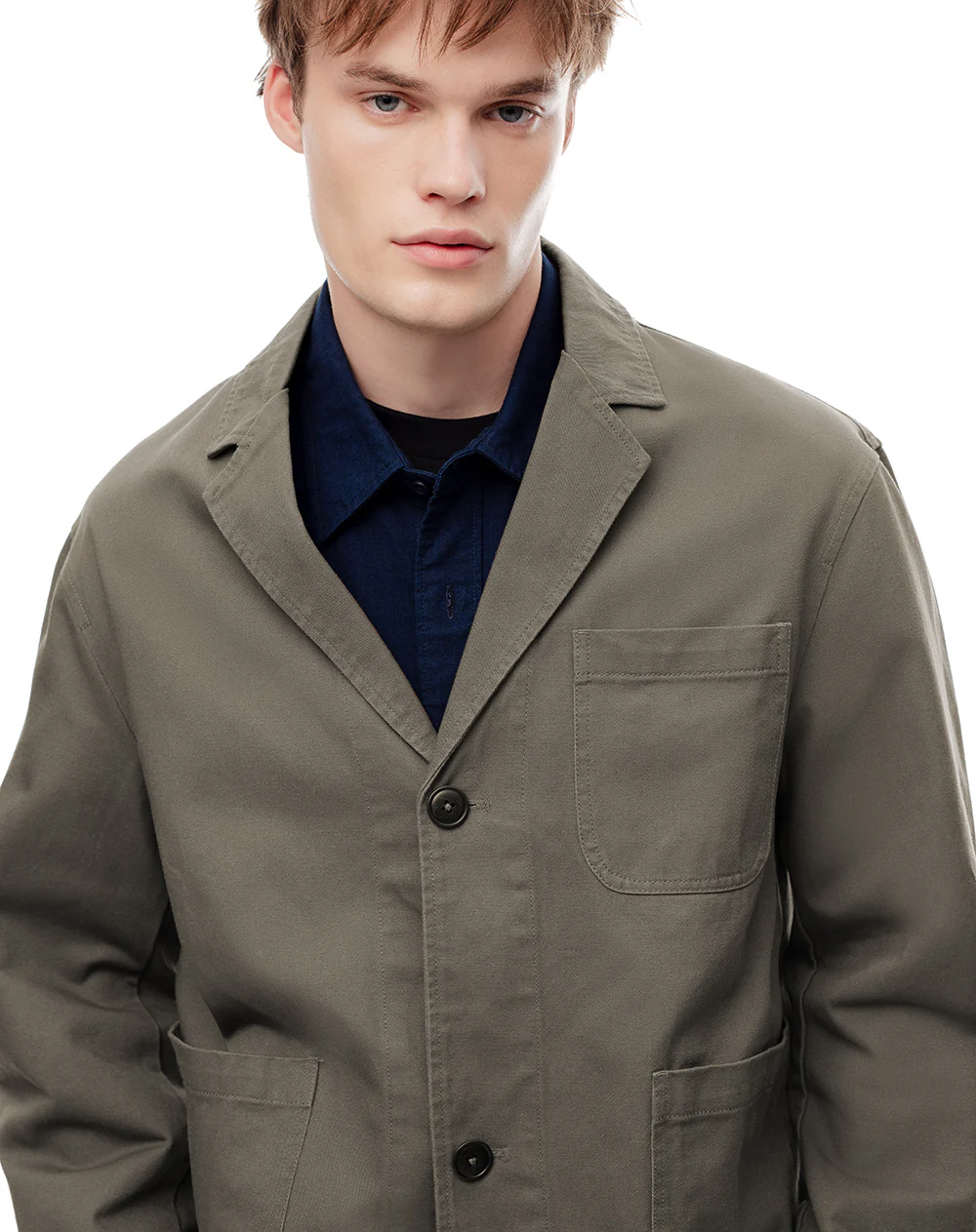 Blazer regular algodón verde hombre - Image 3