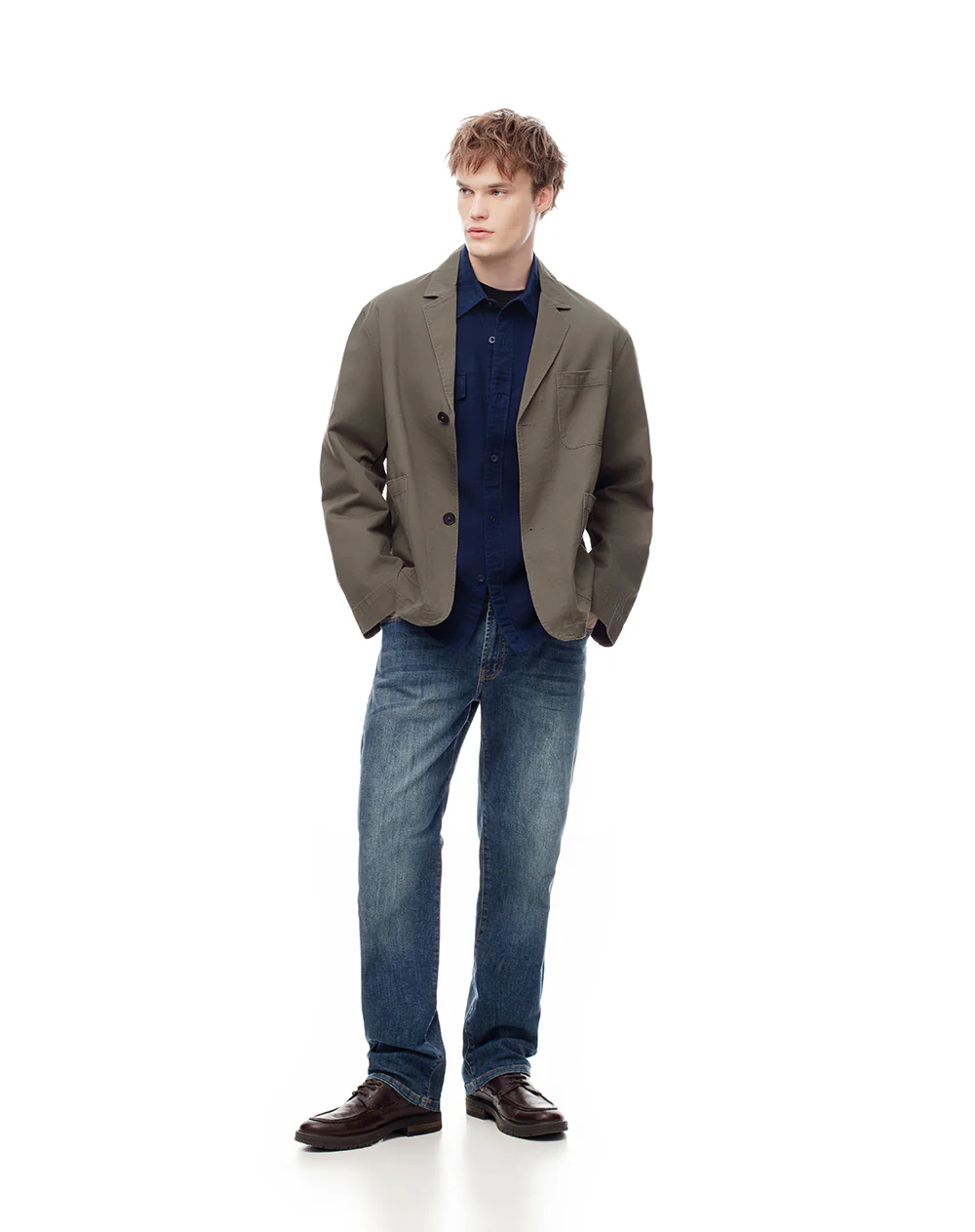 Blazer regular algodón verde hombre - Image 4