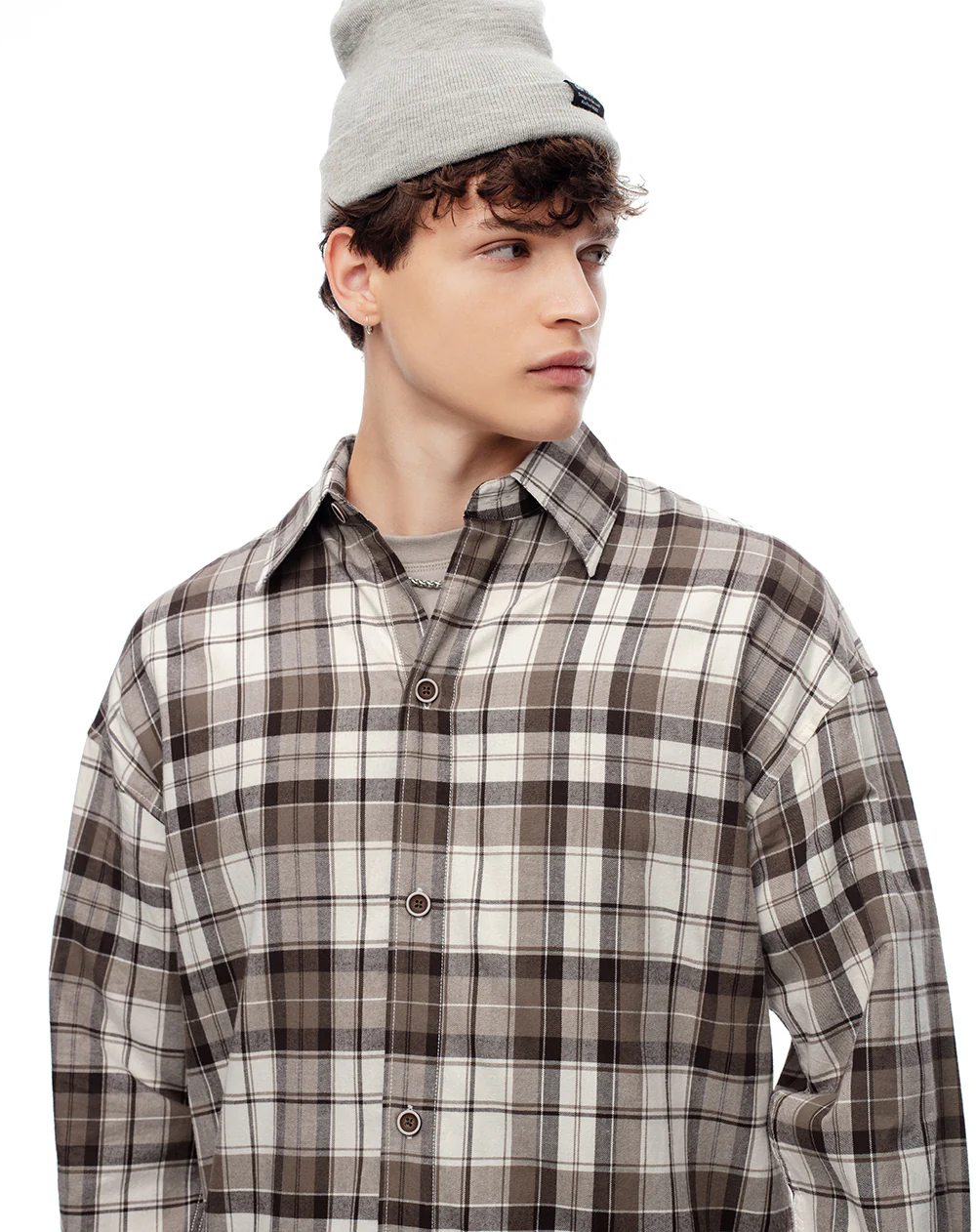 Camisa manga larga regular algodón cuadros hombre - Image 3