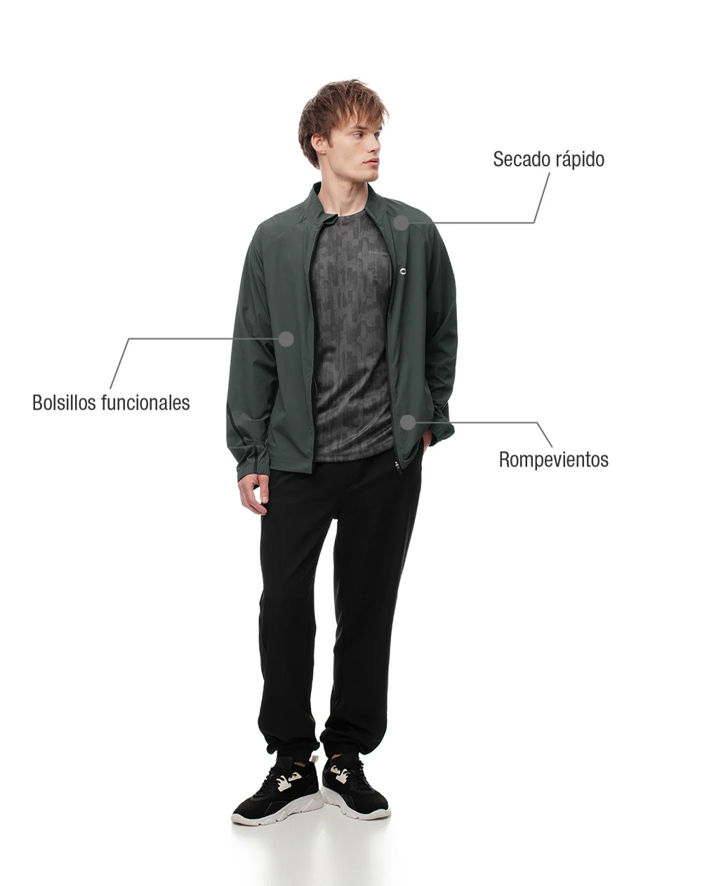 Chaqueta rompevientos verde hombre