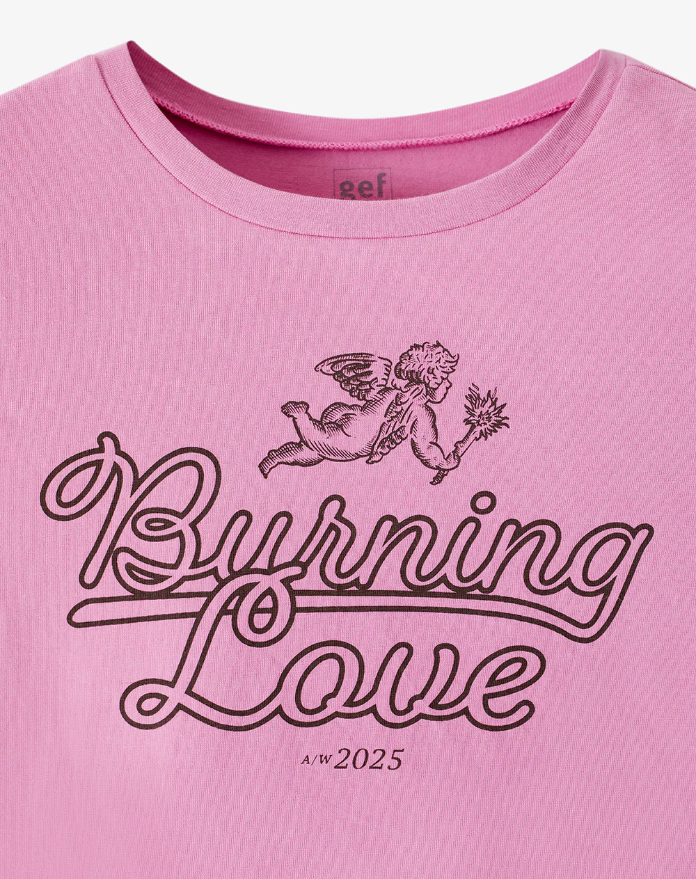Camiseta crop slim algodón rosa estampada mujer - Image 7