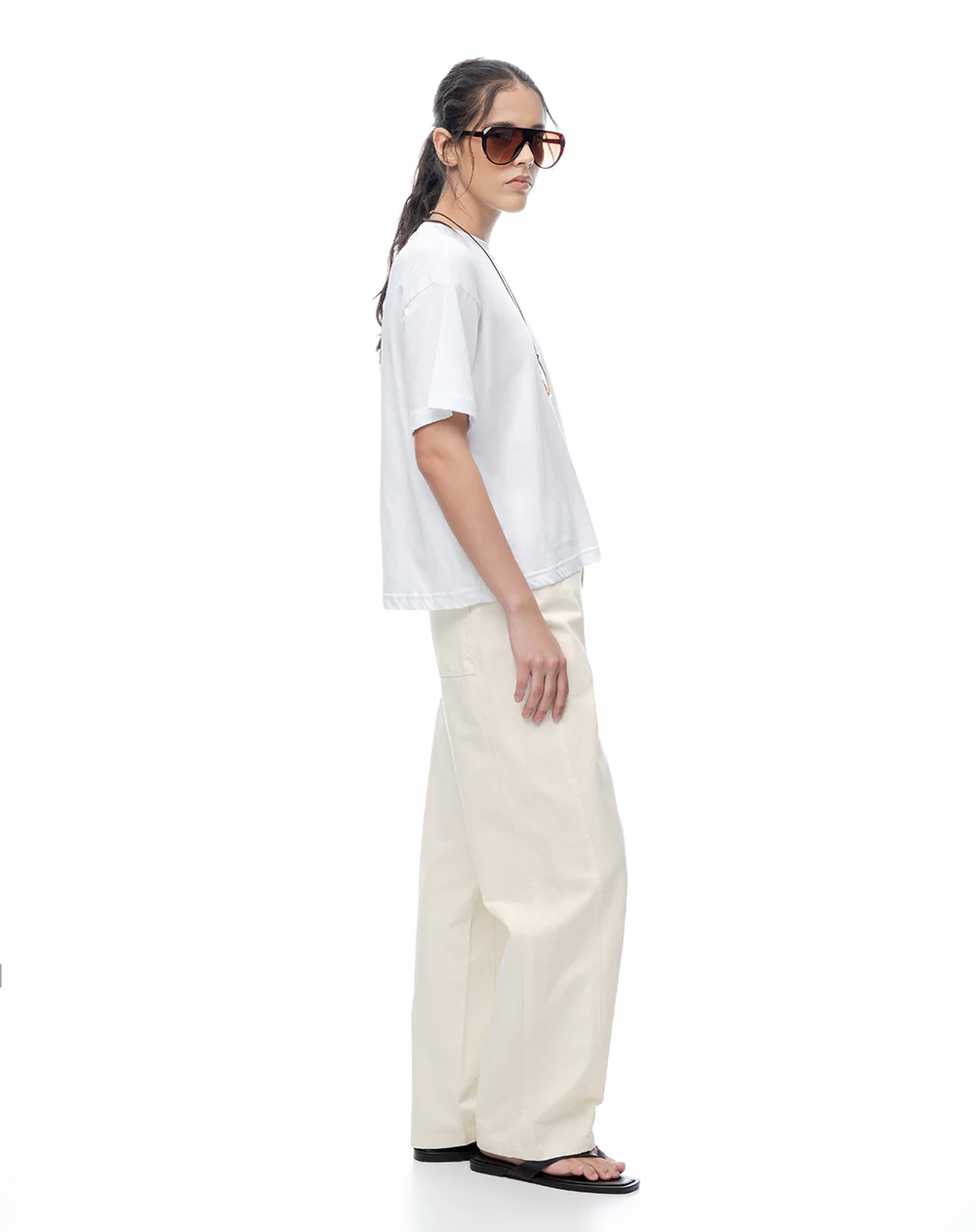 Pantalón loose tiro medio en drill habano mujer - Image 5