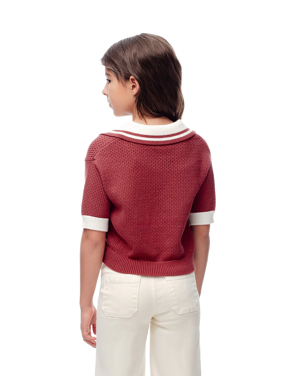 Polo regular tejido de punto roja niña - Image 2