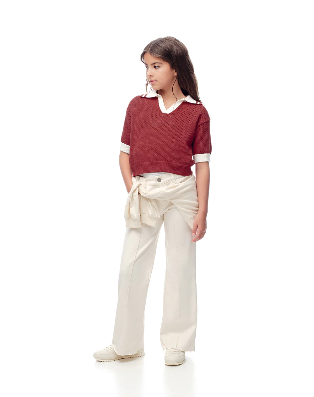 Polo regular tejido de punto roja niña - Image 4