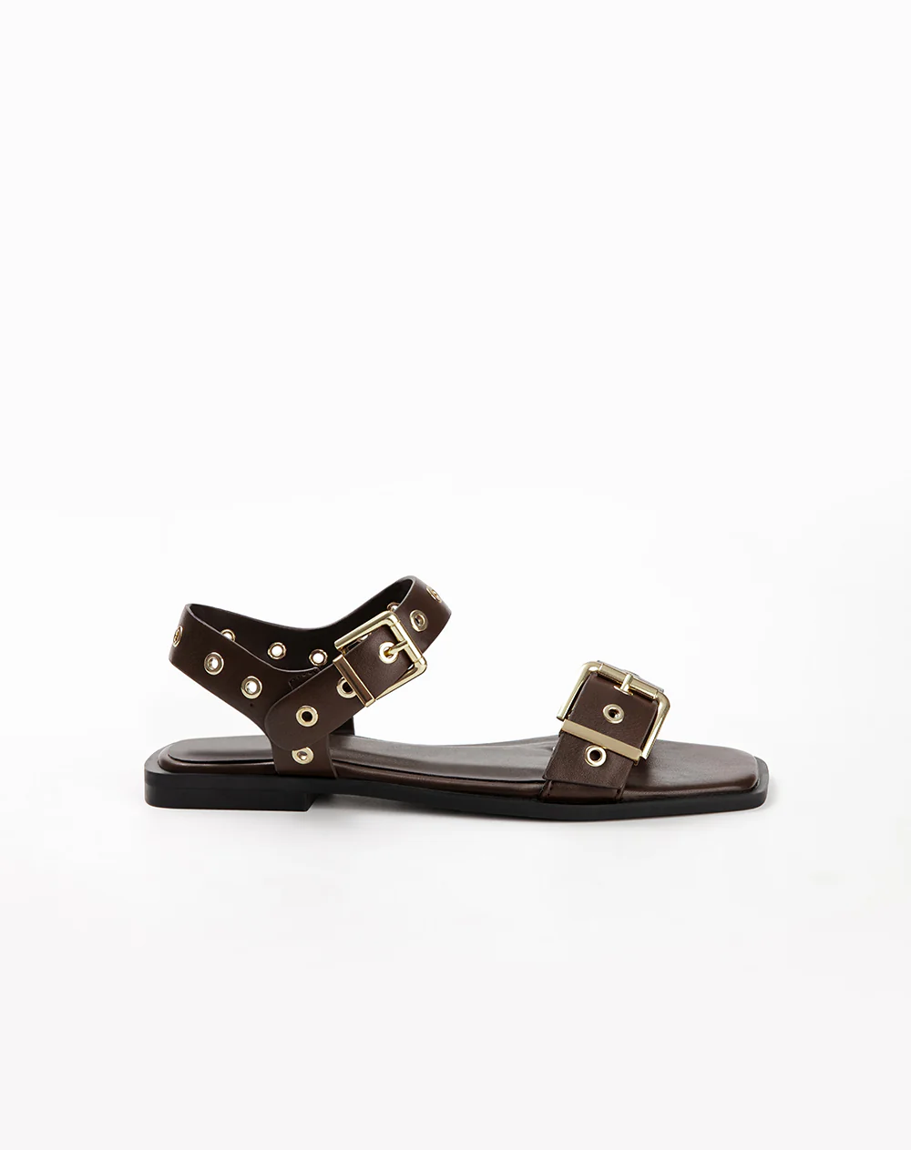 Sandalias planas con apliques café mujer - Image 2
