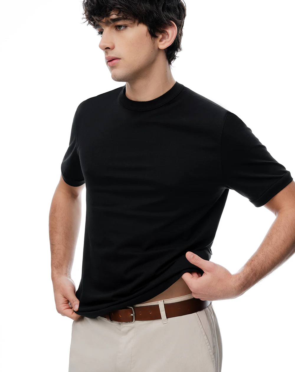 Camiseta regular algodón negra hombre - Image 4