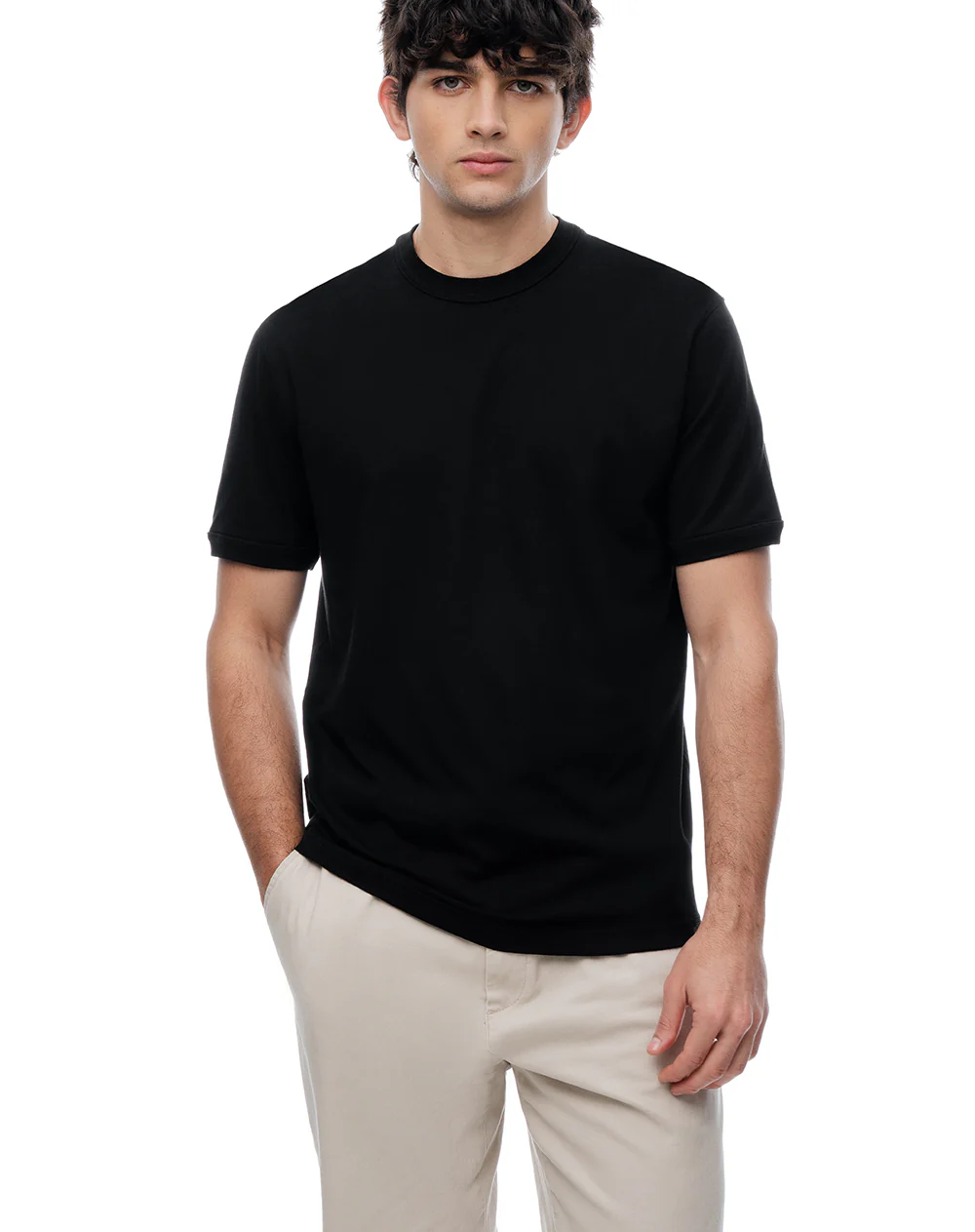 Camiseta regular algodón negra hombre - Image 5