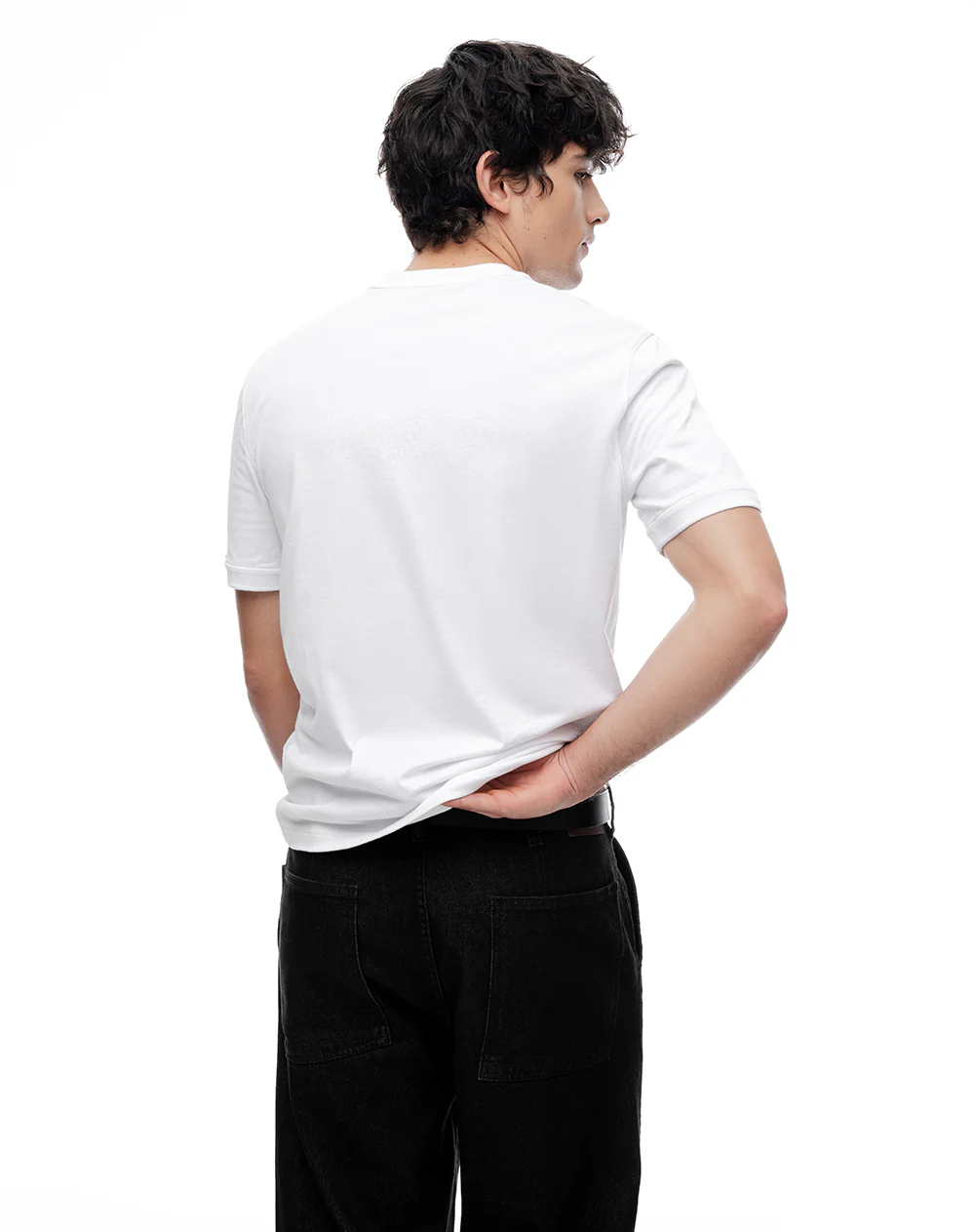 Camiseta regular algodón blanca hombre - Image 3