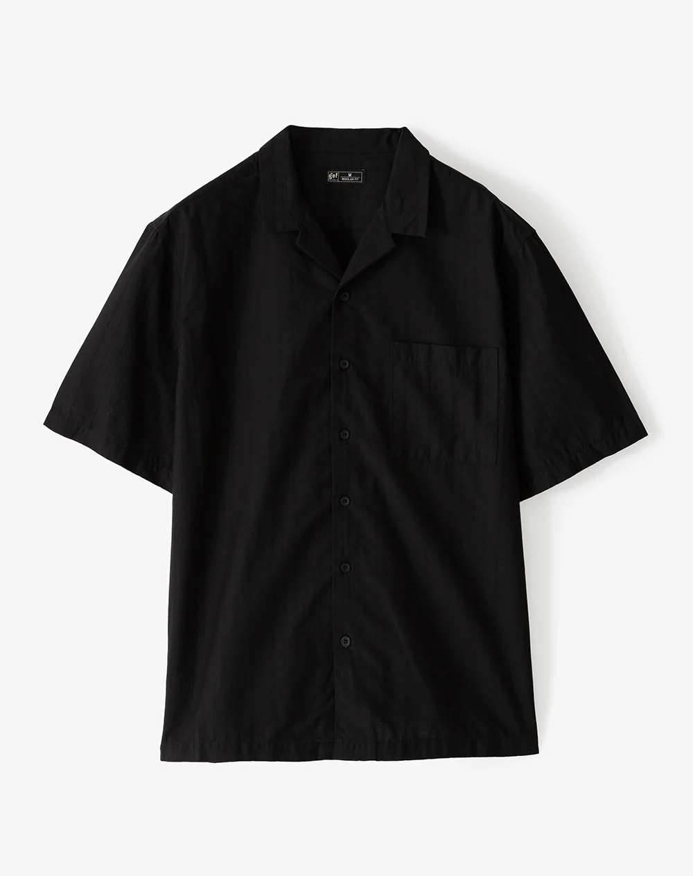 Camisa manga corta regular algodón negra hombre - Image 5