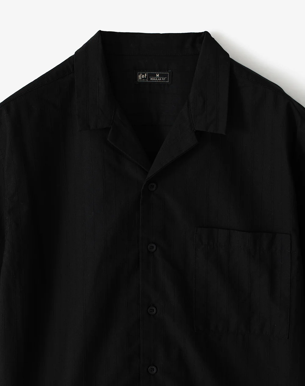 Camisa manga corta regular algodón negra hombre - Image 6