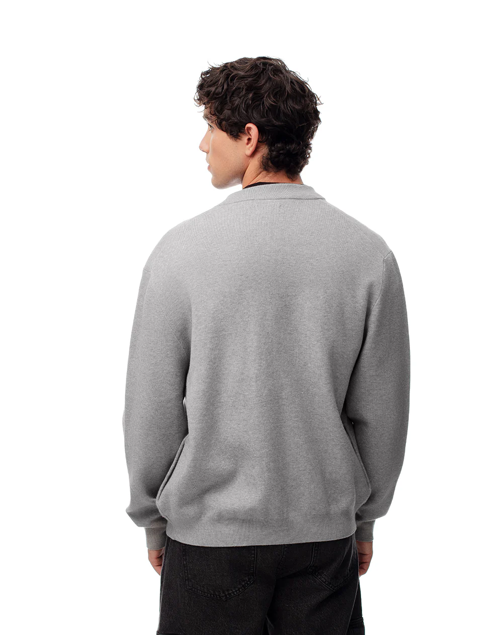 Chaqueta bomber regular cierre doble gris hombre - Image 2