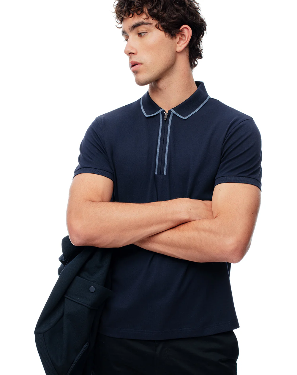 Polo half zip regular azul hombre - Image 3