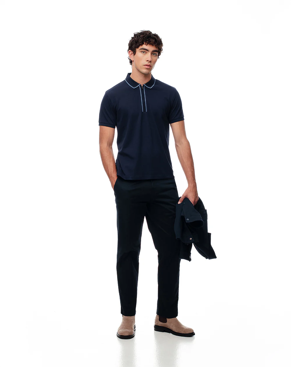 Polo half zip regular azul hombre - Image 4