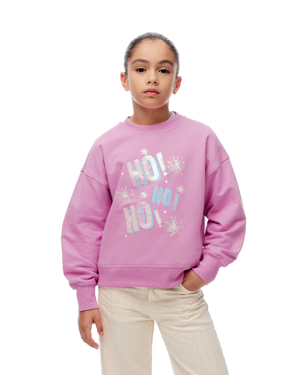 Buzo regular algodón estampado navidad niña