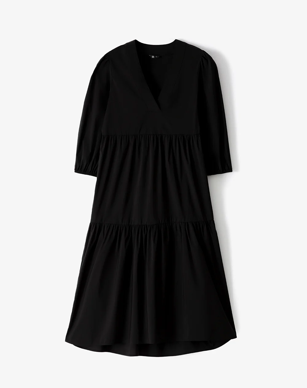 Vestido midi manga 3/4 negro mujer - Image 5