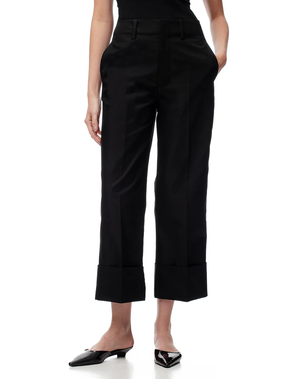 Pantalón culotte tiro medio negro mujer - Image 3