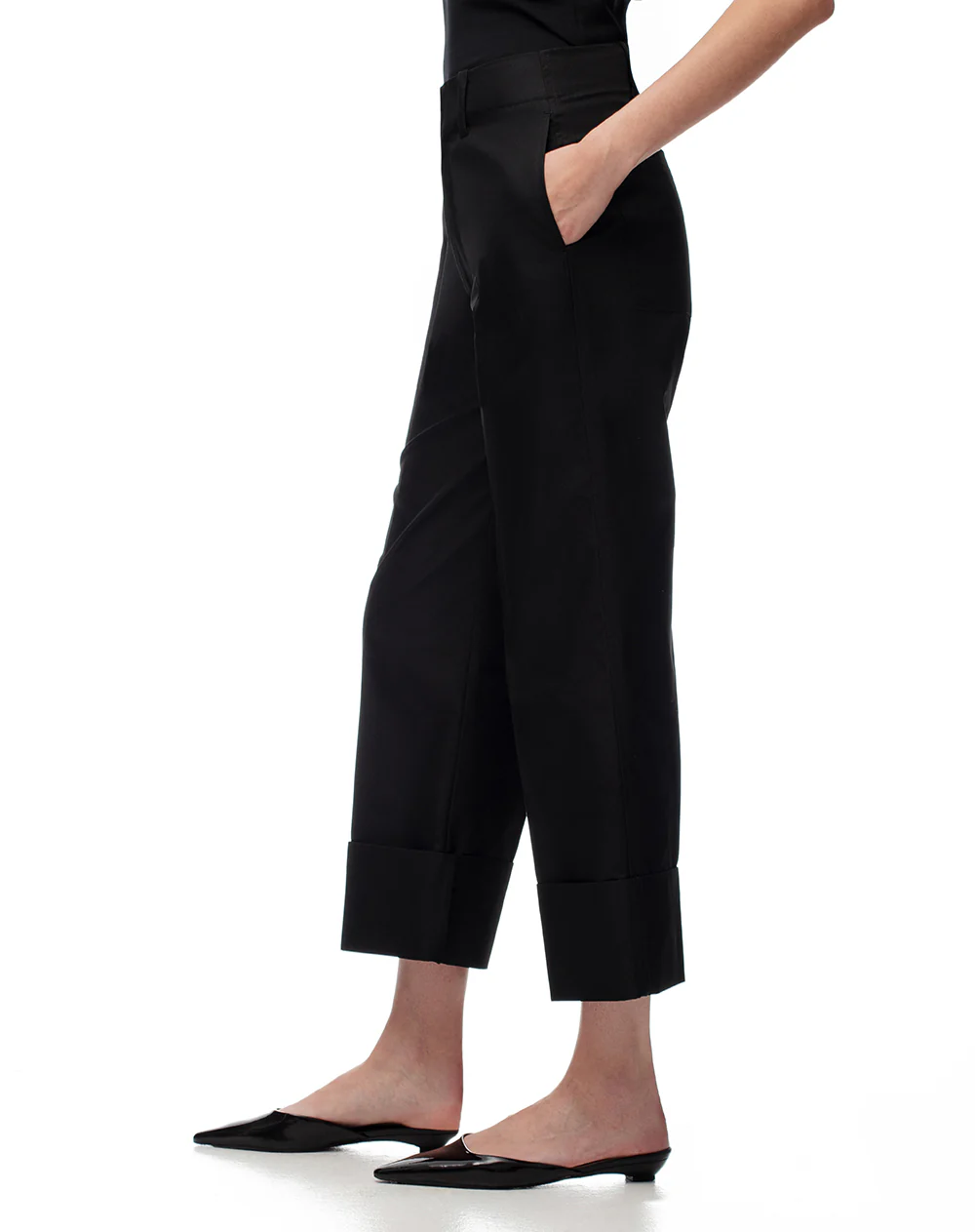 Pantalón culotte tiro medio negro mujer - Image 5