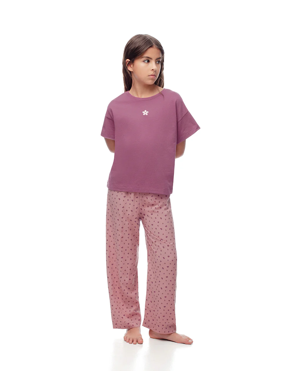 Camiseta + pantalón de pijama estampado niña