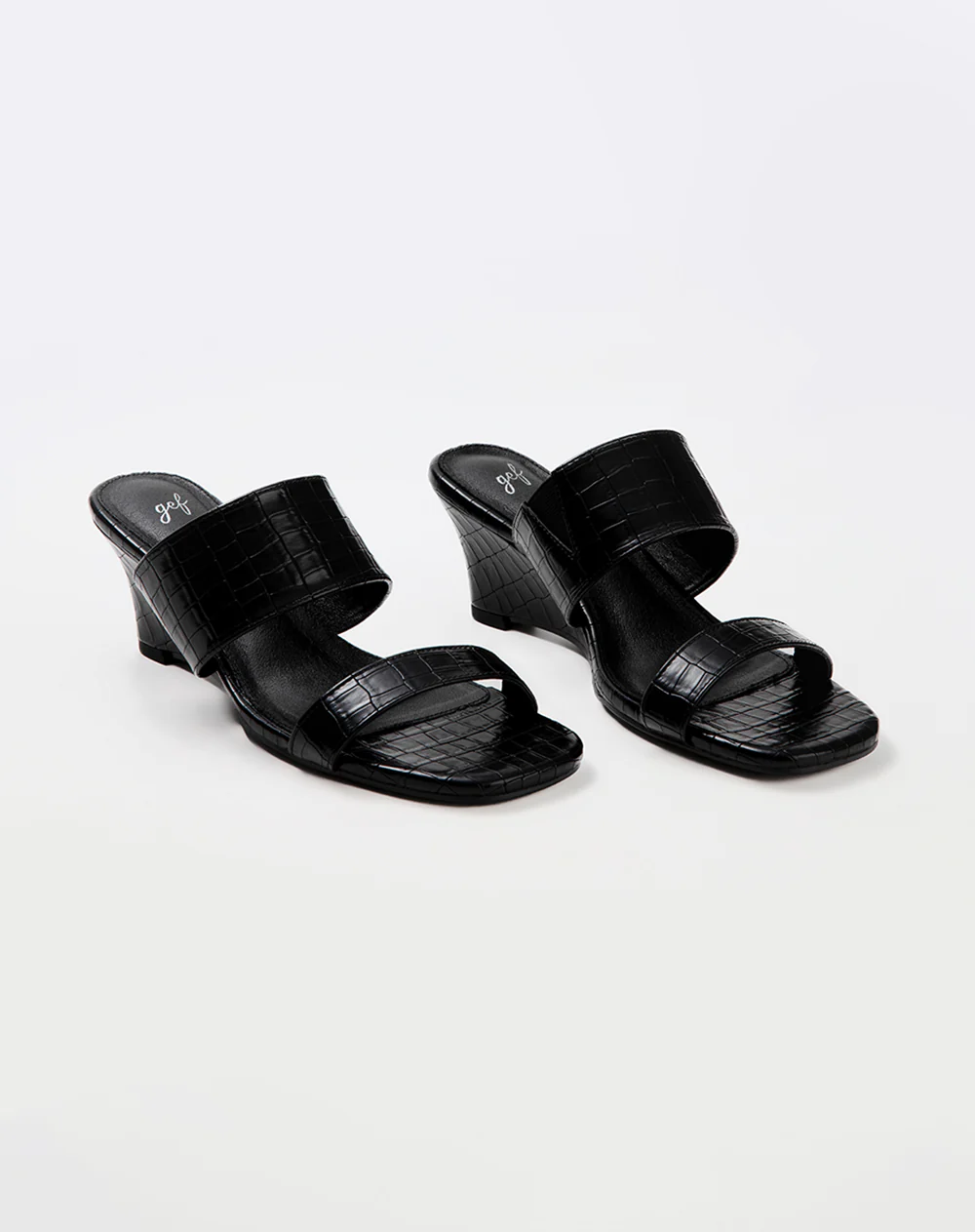 Sandalias mule de tacón ancho negras mujer
