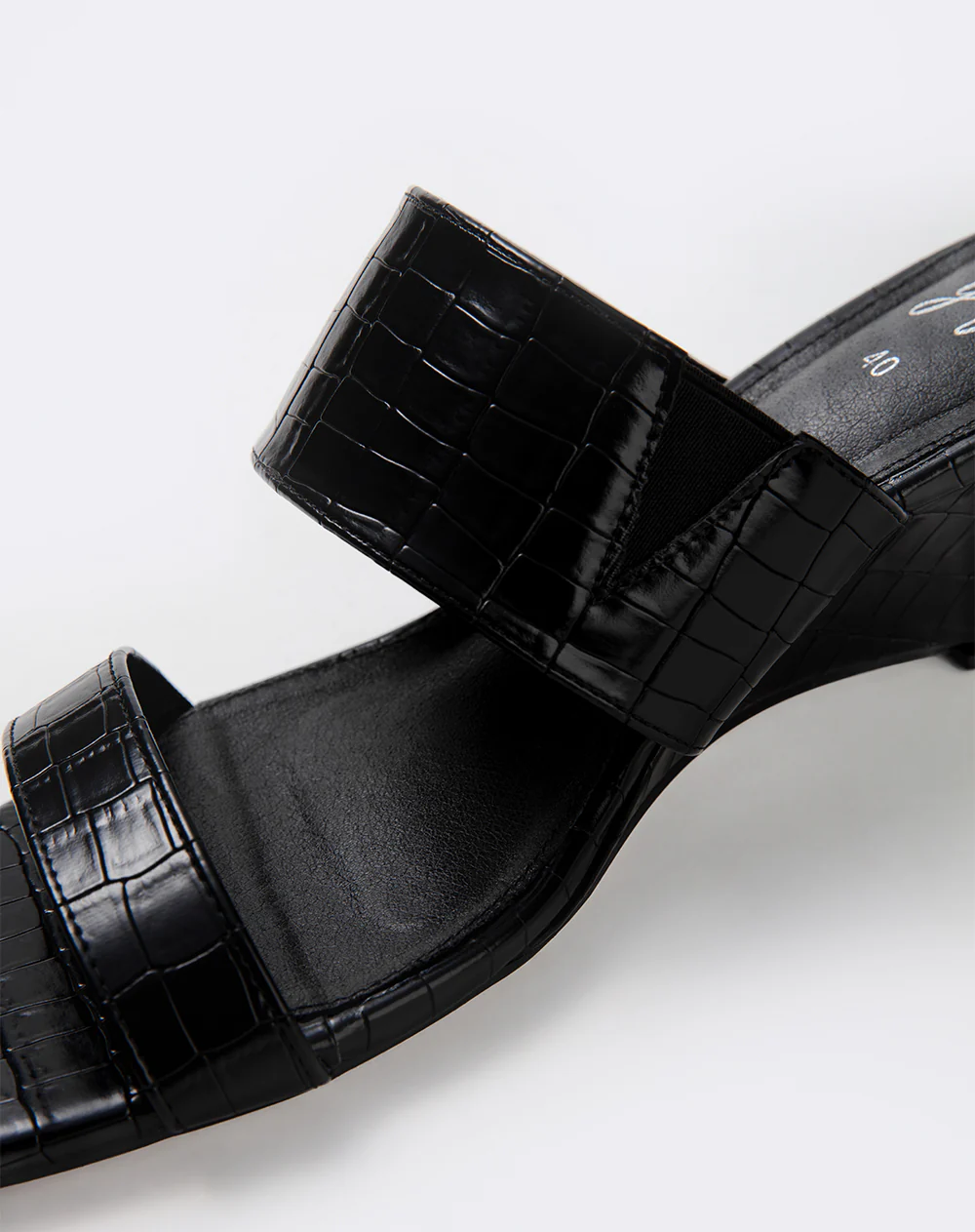 Sandalias mule de tacón ancho negras mujer - Image 4