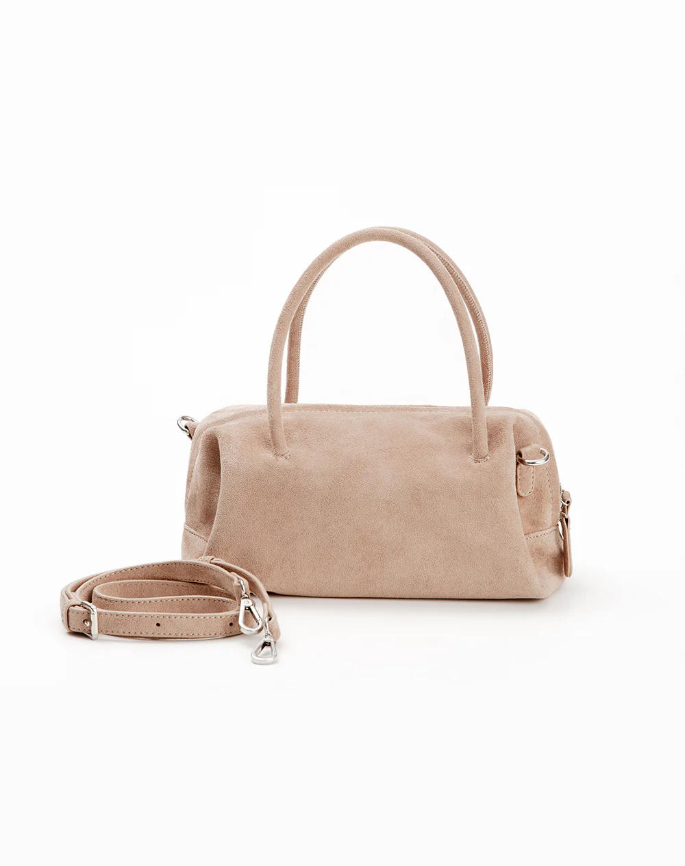 Bolso de mano tipo gamuza café mujer - Image 4
