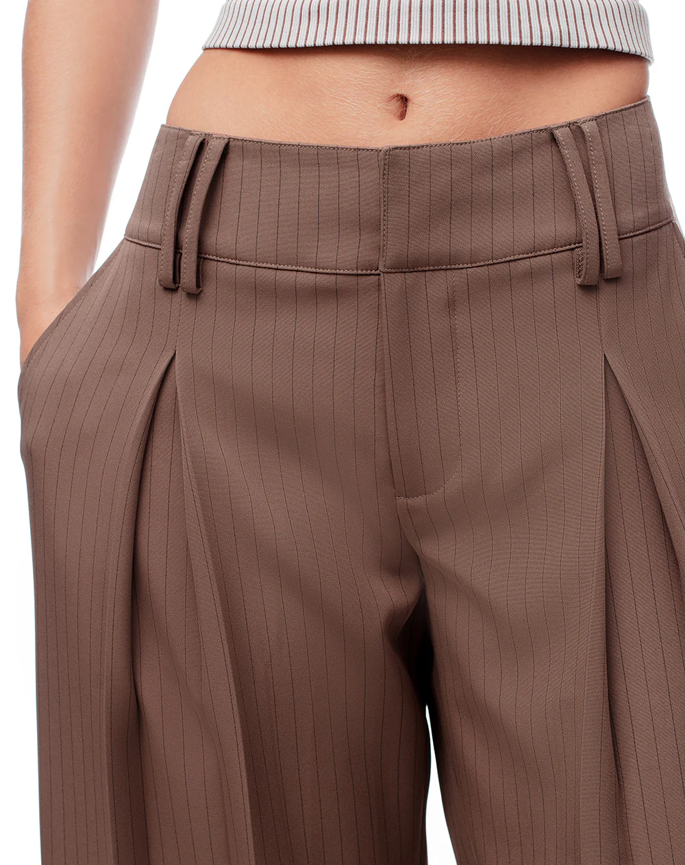 Pantalón wide leg tiro bajo café mujer - Image 3