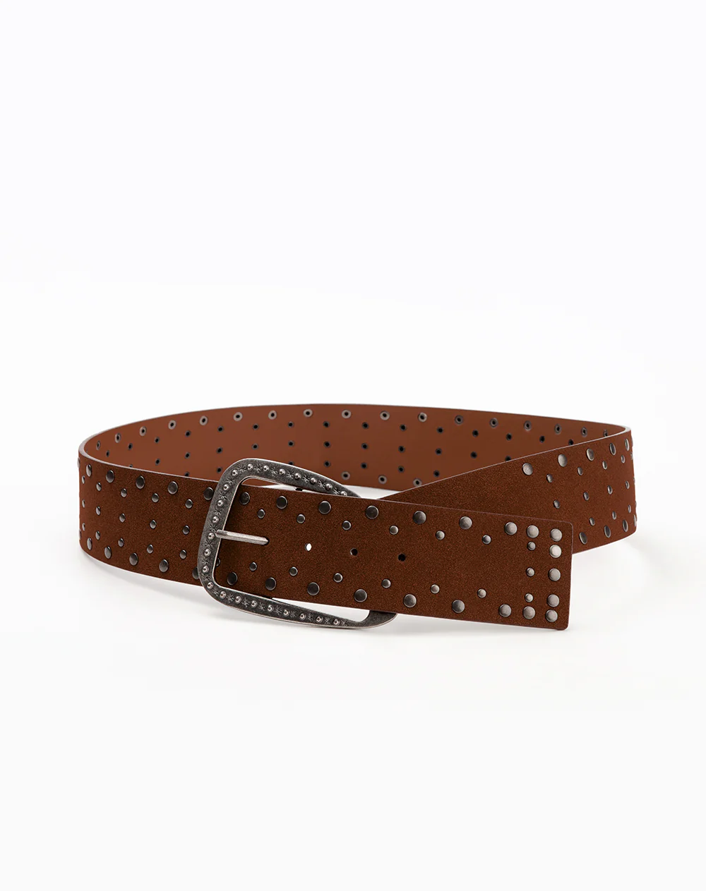 Cinturon western apliques café mujer