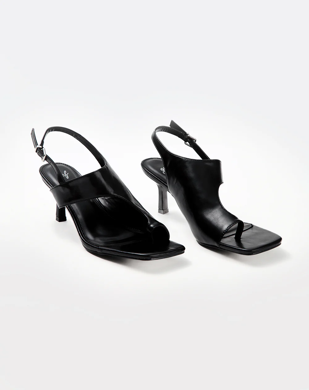 Sandalias slingback de tacón bajo negras mujer