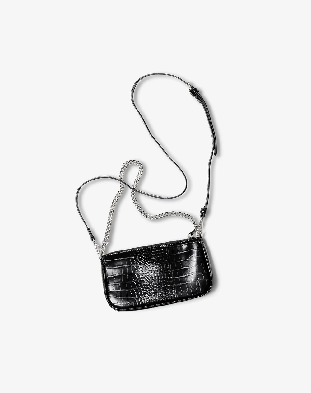 Bolso baguette texturizado negro mujer