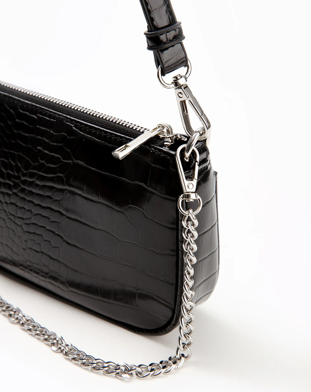 Bolso baguette texturizado negro mujer - Image 3