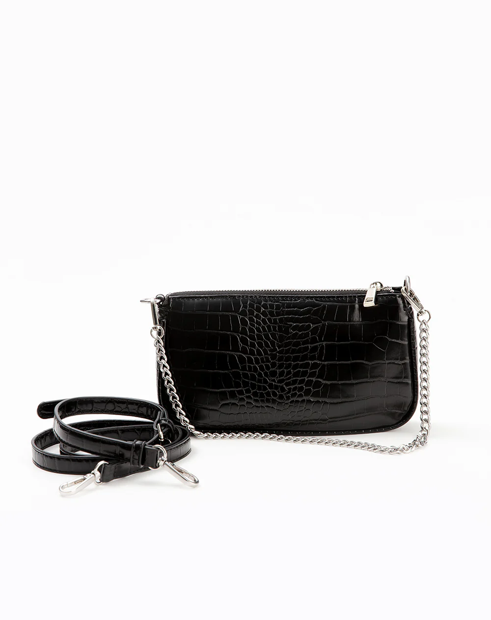 Bolso baguette texturizado negro mujer - Image 4