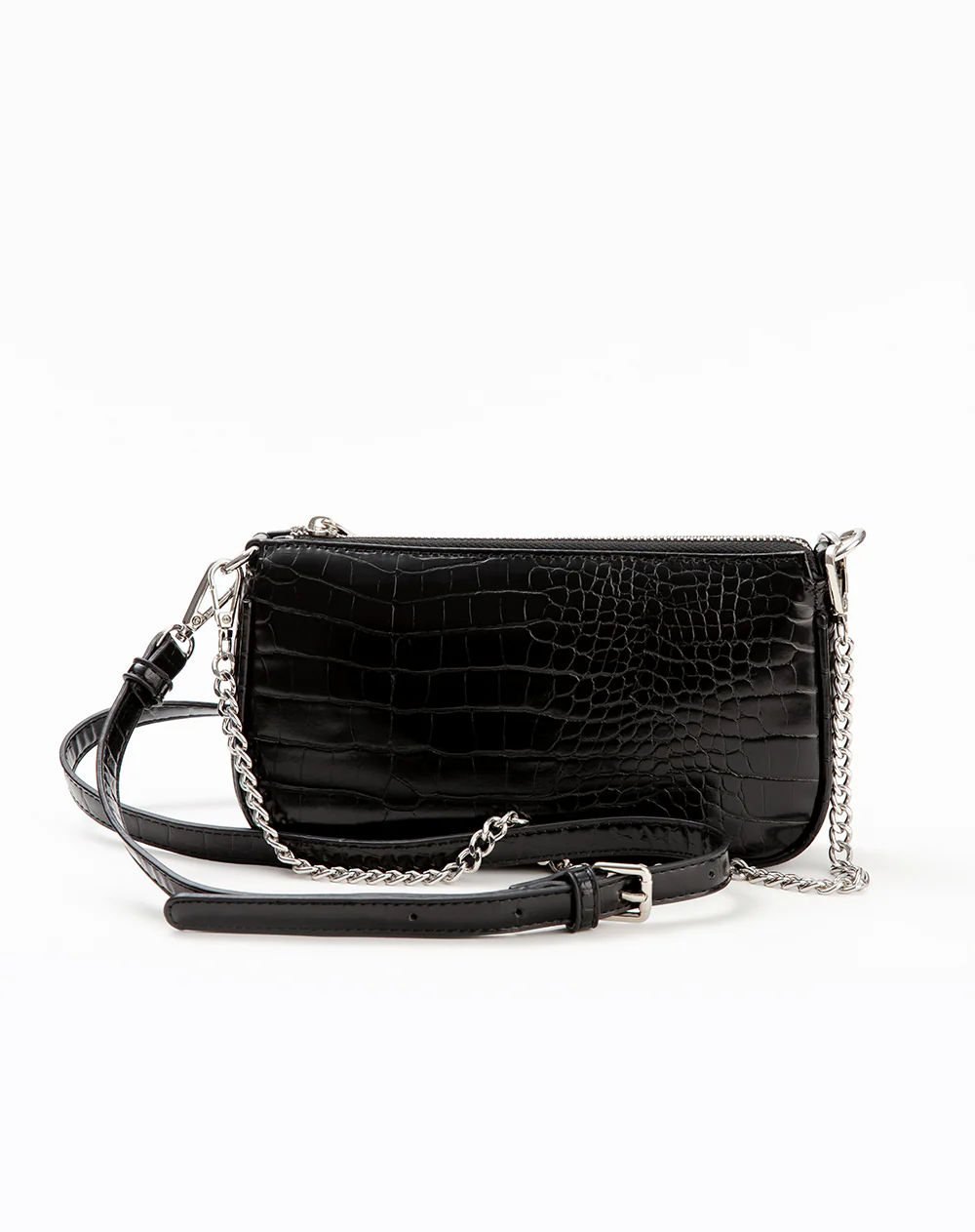 Bolso baguette texturizado negro mujer - Image 6