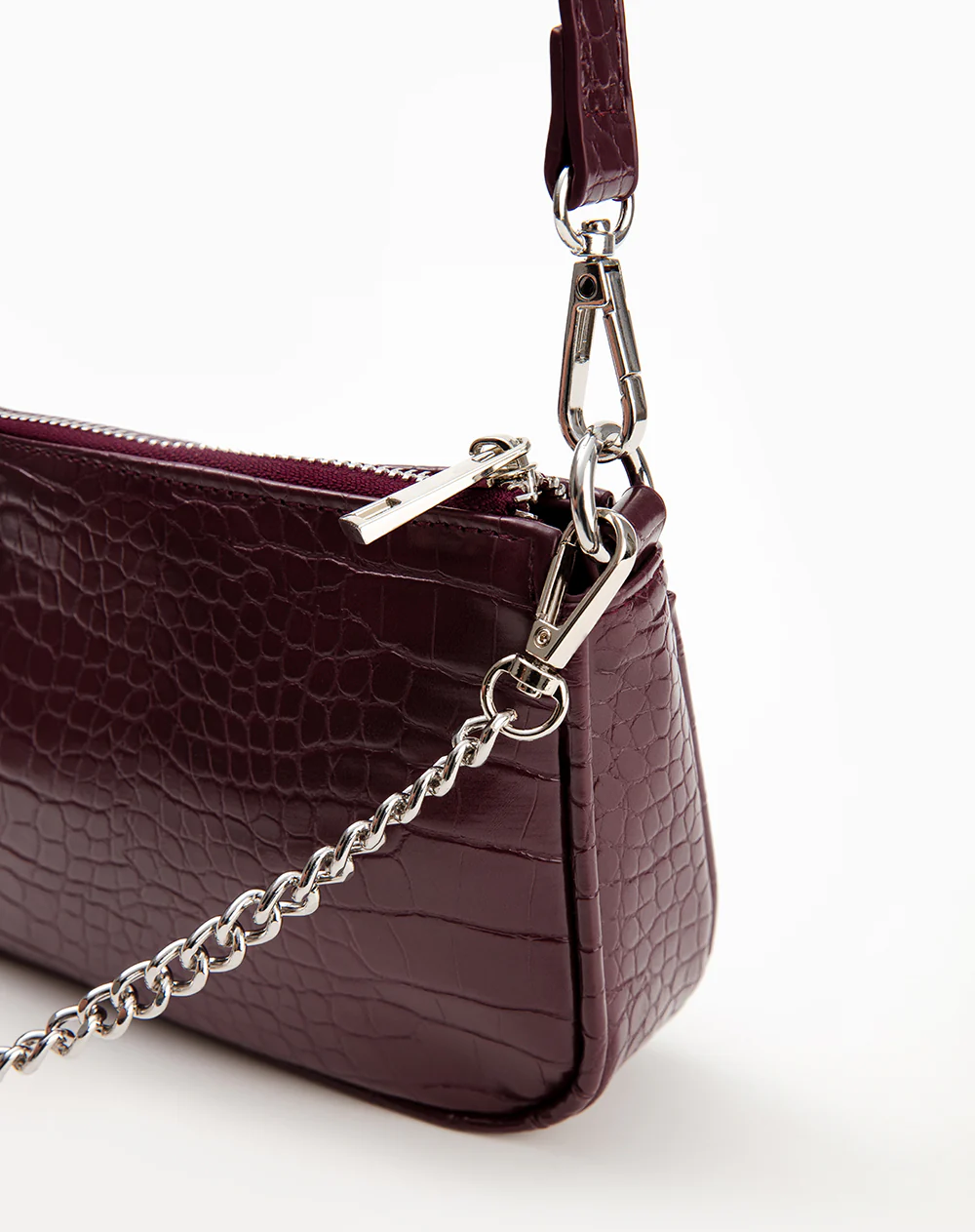 Bolso baguette texturizado vino tinto mujer - Image 3
