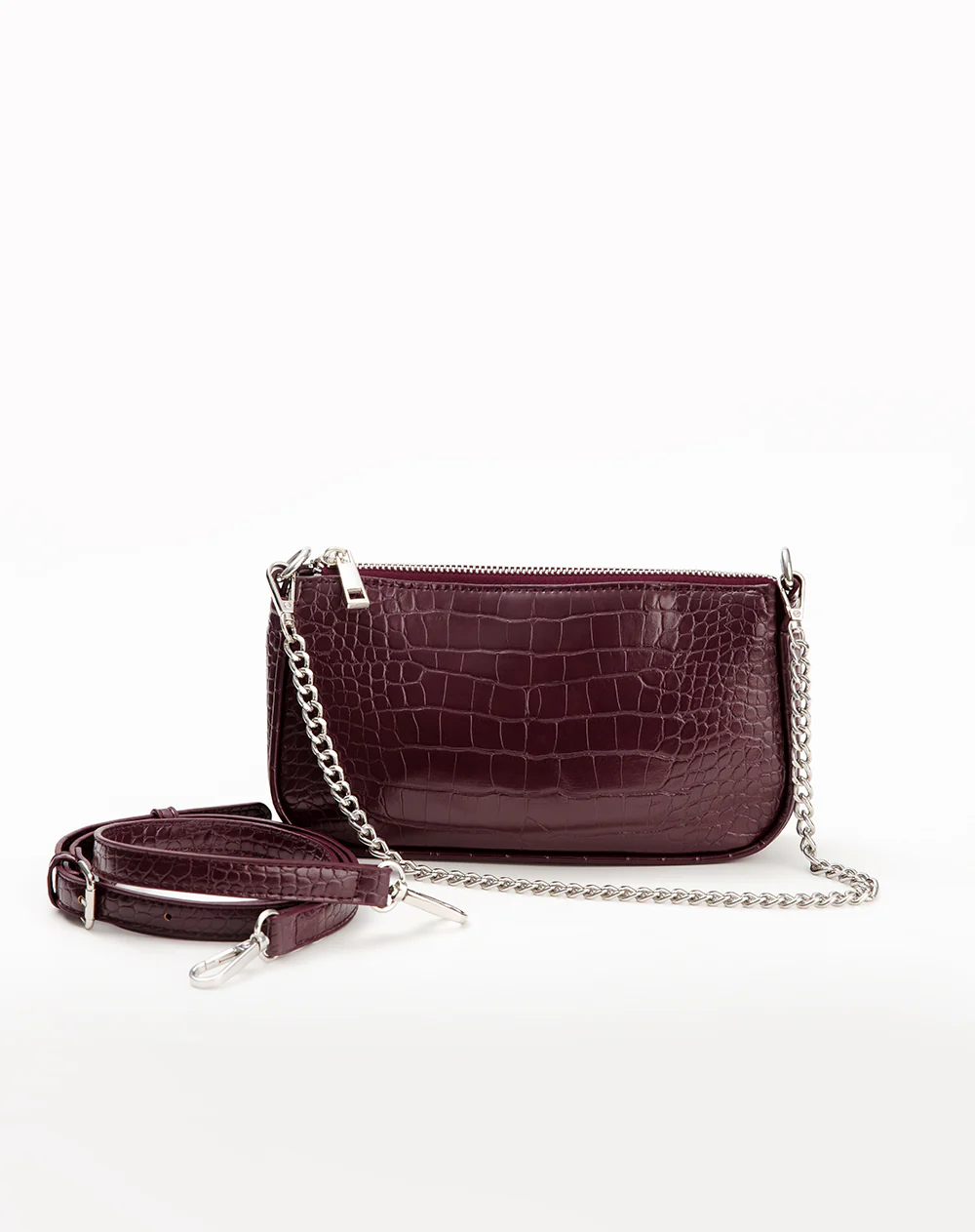 Bolso baguette texturizado vino tinto mujer - Image 4