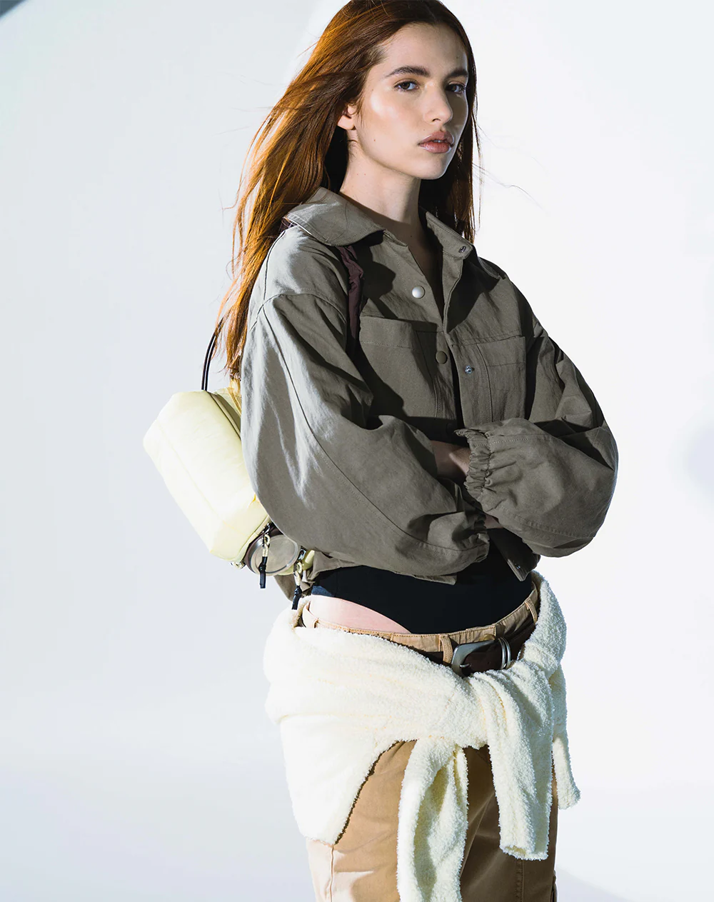 Chaqueta regular drill verde mujer - Image 7
