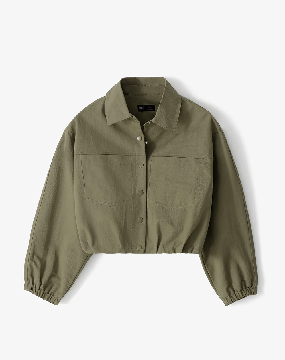 Chaqueta regular drill verde mujer - Image 8