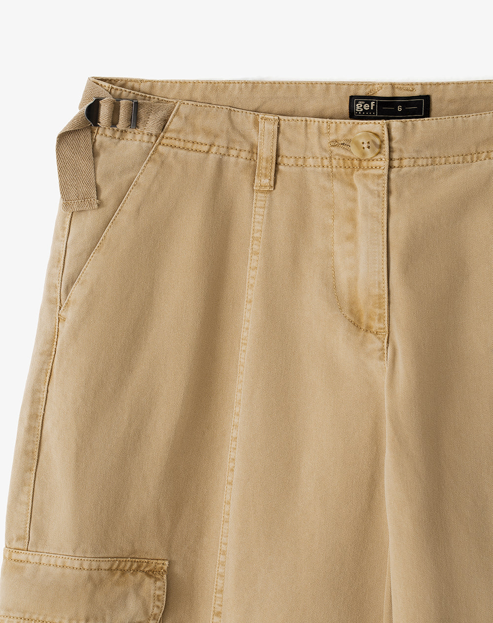 Pantalón cargo tiro bajo algodón caqui mujer - Image 9