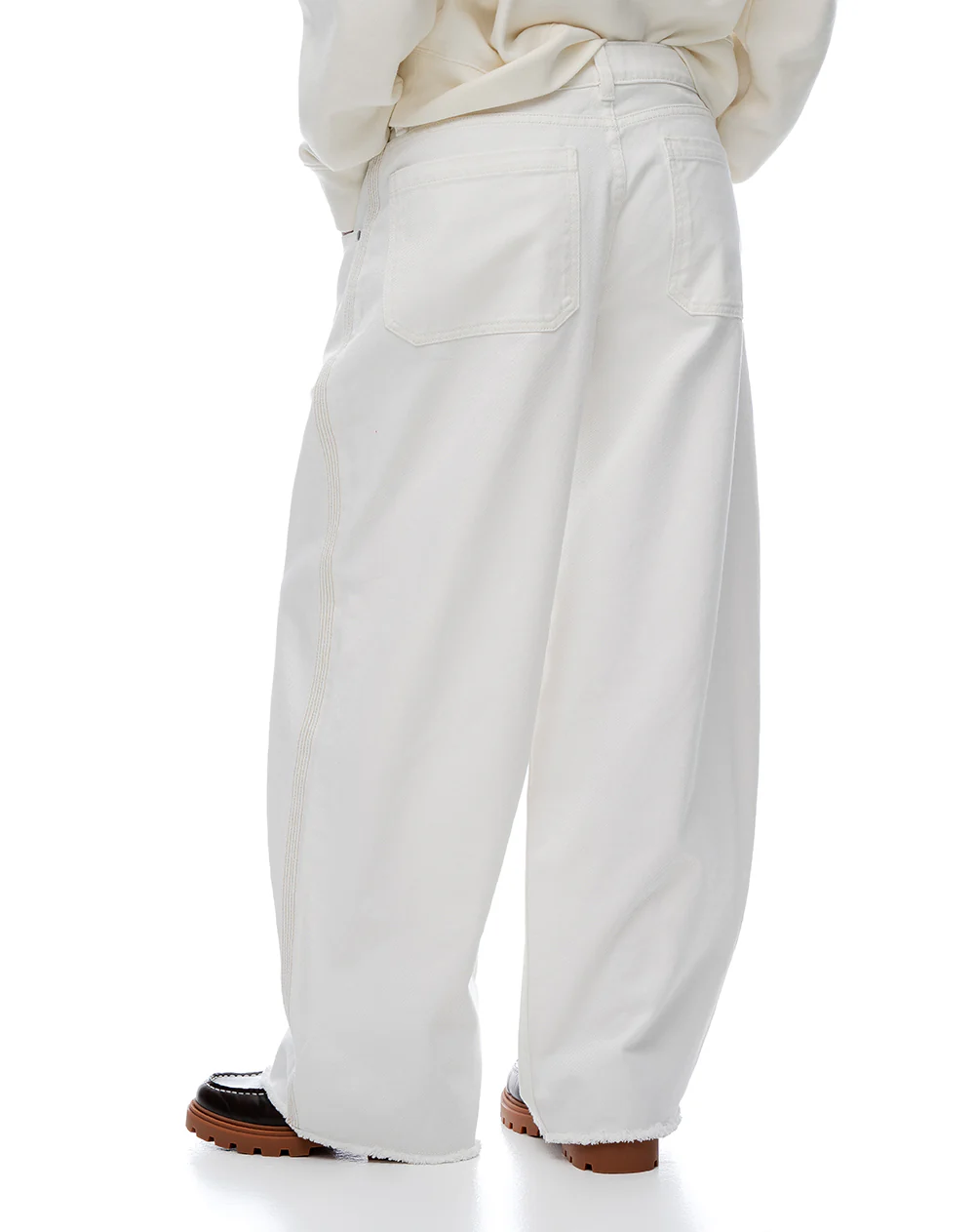 Pantalón wide leg tiro medio drill crudo mujer - Image 2